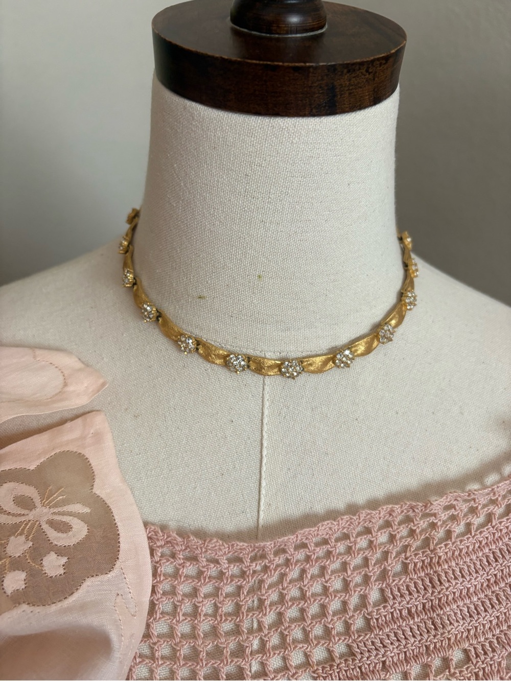 Vintage Alfred Philippe Trifari Birthday Ribbon Link Choker Necklace